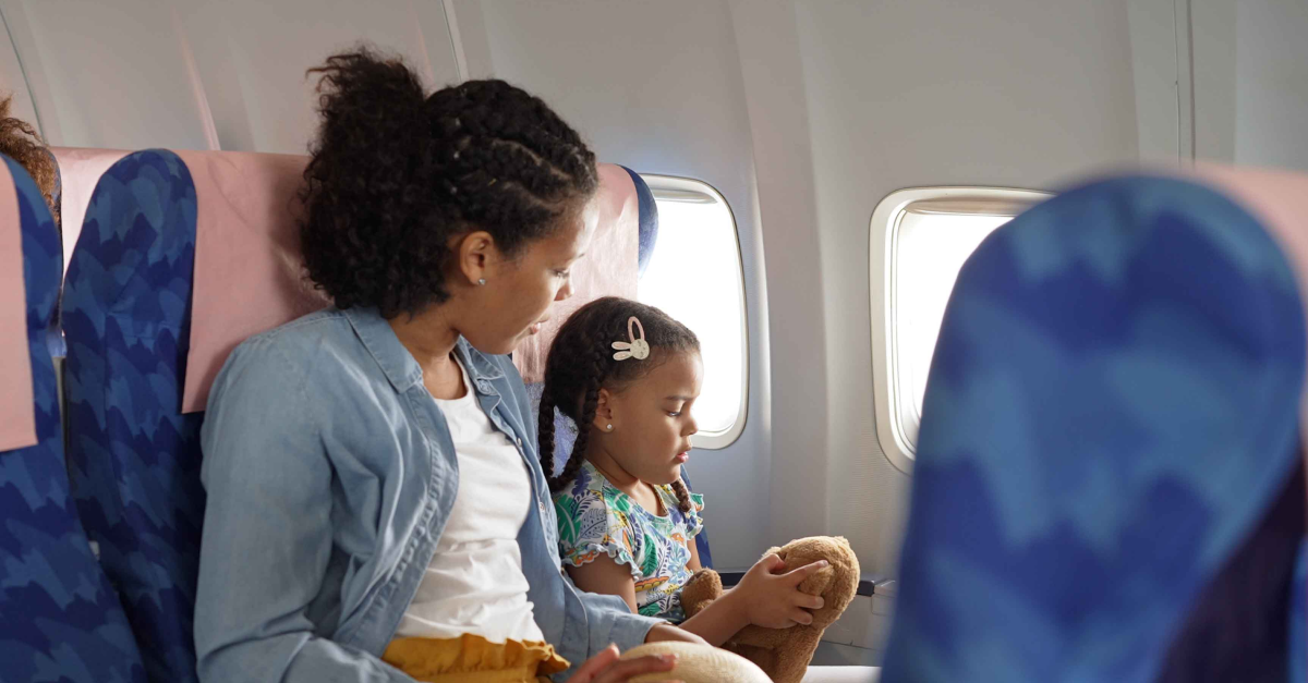 Female inside airplane